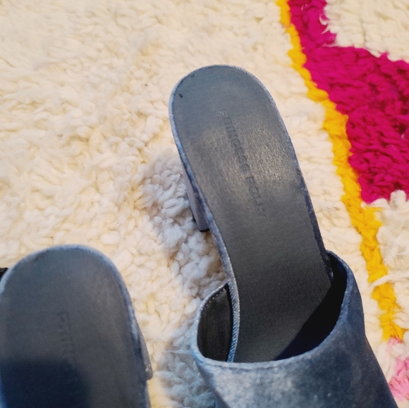 Princess Polly Blue Velvet Chunky Heels Sandals y2k 9 NEW - Picture 9 of 10